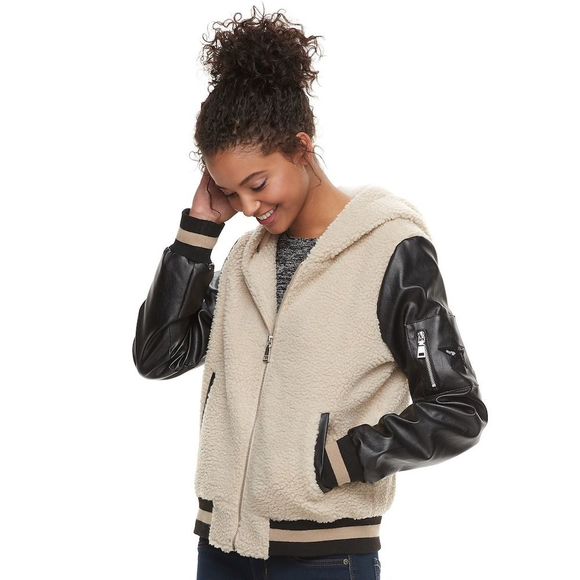 madden NYC Jackets & Blazers - Madden NYC Sleeve-Pocket Sherpa Varsity Jacket New